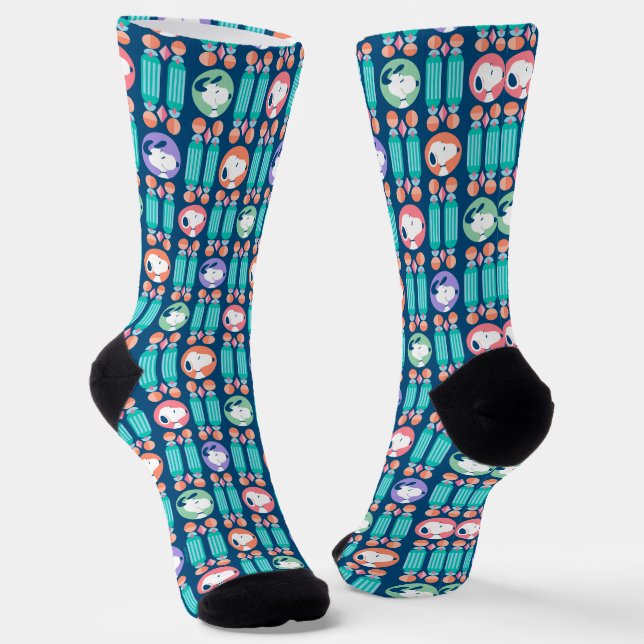 Peanuts | Snoopy Dark Blue Deco Dreams Pattern Socks (Angled)