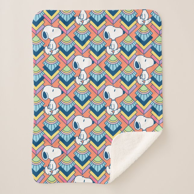 Peanuts | Snoopy Deco Dreams Pattern Sherpa Blanket (Front)