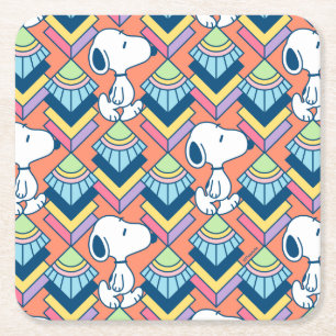 Peanuts Snoopy Deco Dreams Pattern Square Paper Coaster