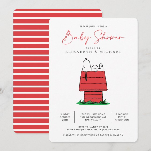 Peanuts Snoopy Dog House - Baby Shower Invitation (Front/Back)
