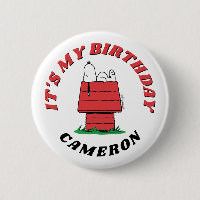 Peanuts Snoopy Dog House Birthday Button