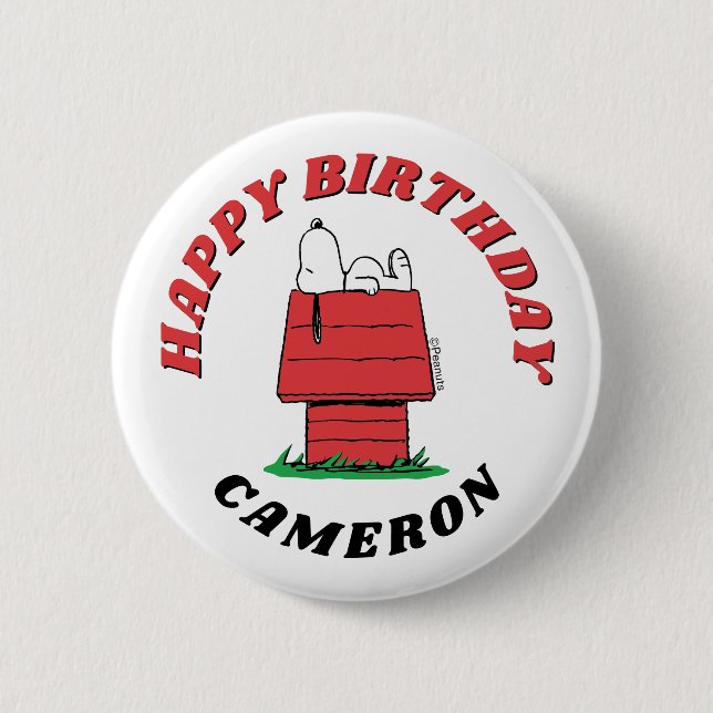 Peanuts Snoopy Dog House Birthday Button (Front)