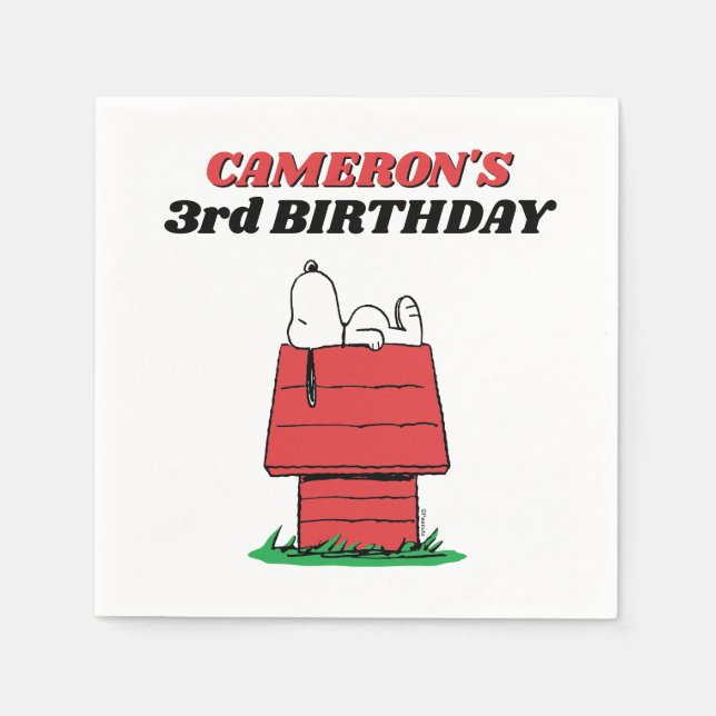 Peanuts Snoopy Dog House Birthday Napkins (Front)