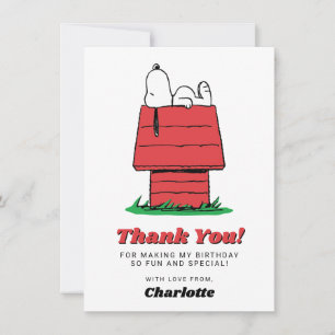 Peanuts Snoopy Dog House Birthday Thank You Card