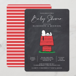 Peanuts Snoopy Dog House - Chalkboard Baby Shower  Invitation