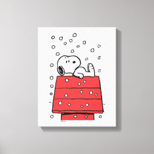 Peanuts   Snoopy Doghouse Snowflakes Canvas Print