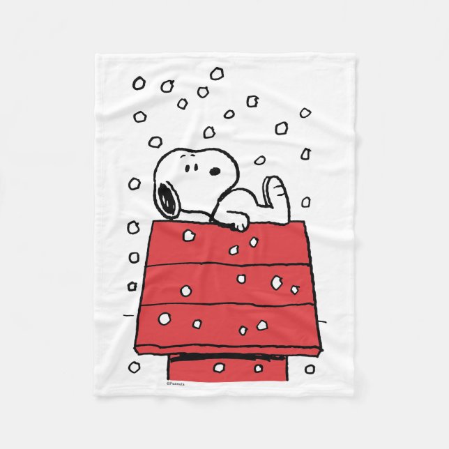 Peanuts | Snoopy Doghouse Snowflakes Fleece Blanket (Front)