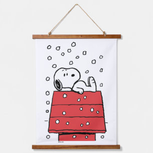Peanuts   Snoopy Doghouse Snowflakes Hanging Tapestry
