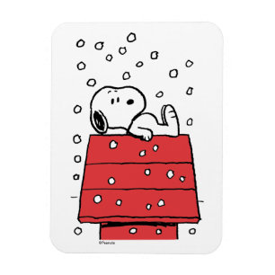 Peanuts   Snoopy Doghouse Snowflakes Magnet