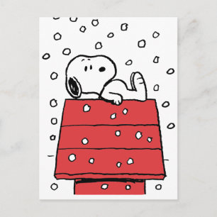 Peanuts   Snoopy Doghouse Snowflakes Postcard