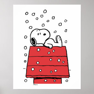 Peanuts   Snoopy Doghouse Snowflakes Poster