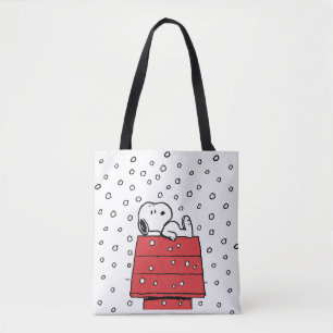 Peanuts Snoopy Doghouse Snowflakes Tote Bag