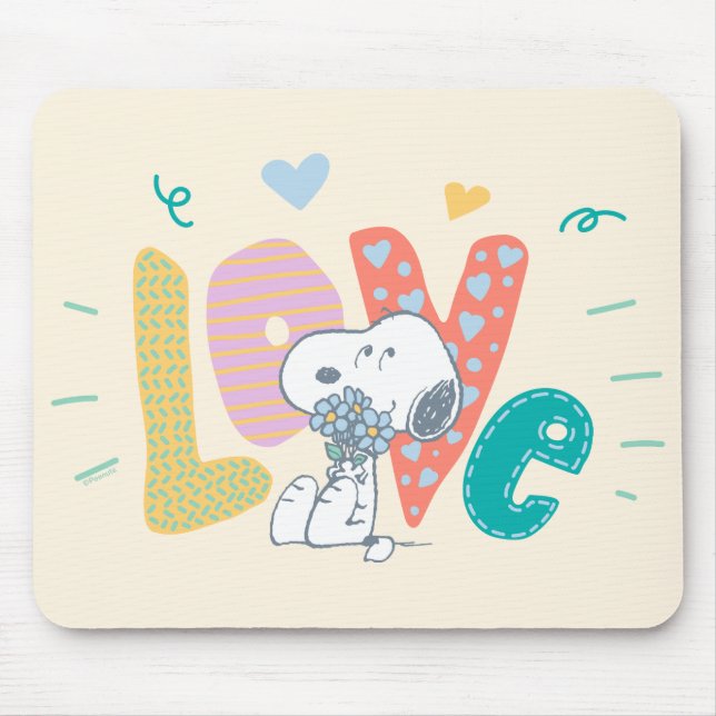 Peanuts | Snoopy Flower Love Mouse Mat (Front)