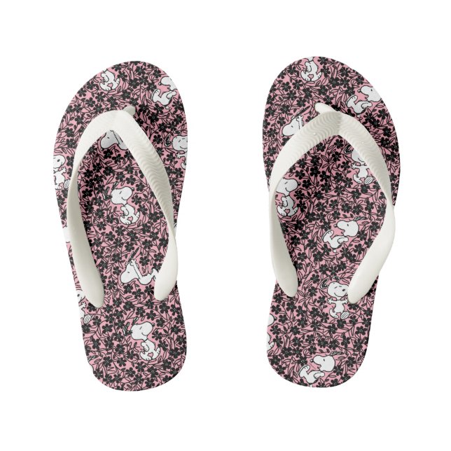 Peanuts | Snoopy Flower Vine Pattern Kid's Flip Flops (Footbed)