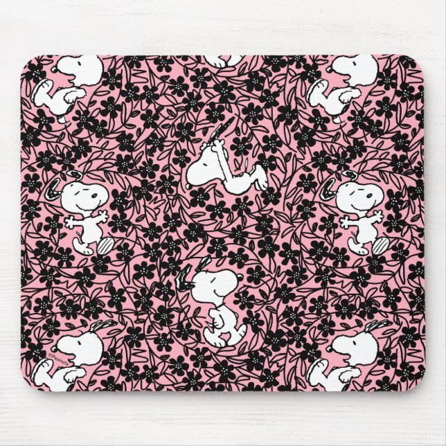 Peanuts | Snoopy Flower Vine Pattern Mouse Mat (Front)