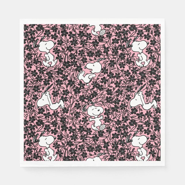 Peanuts | Snoopy Flower Vine Pattern Napkin (Front)