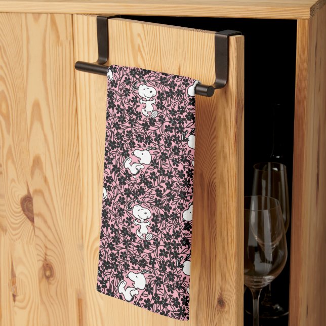 Peanuts | Snoopy Flower Vine Pattern Tea Towel (Thirds Fold)