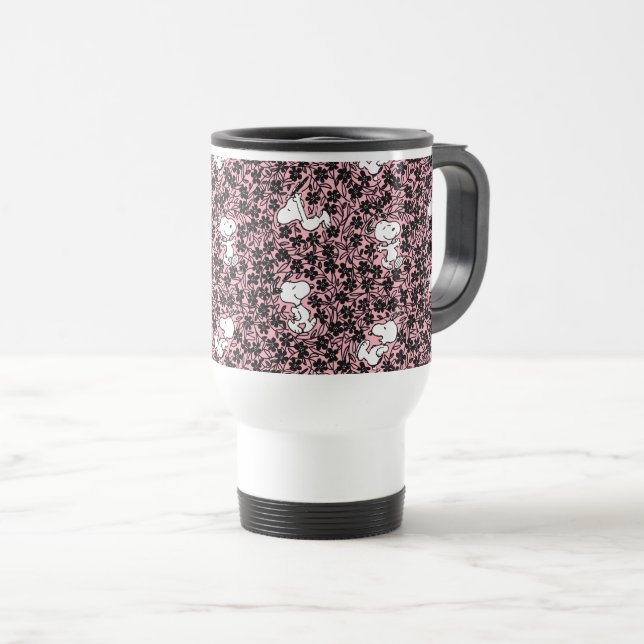 Peanuts | Snoopy Flower Vine Pattern Travel Mug (Front Right)