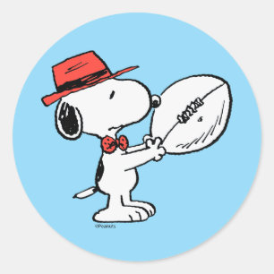 Peanuts   Snoopy Football Coach Classic Round Sticker