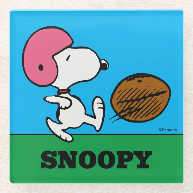 Peanuts | Snoopy Football Kicker Glass Coaster (Front)