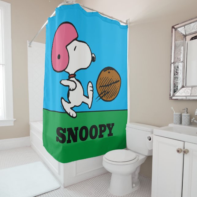 Peanuts | Snoopy Football Kicker Shower Curtain (In Situ)
