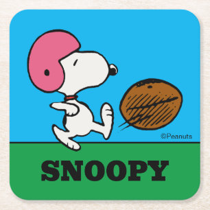 Peanuts Snoopy Football Kicker Square Paper Coaster