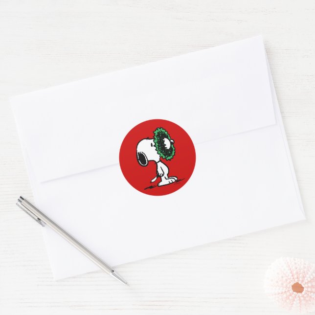 Peanuts | Snoopy for the Holidays Classic Round Sticker (Envelope)