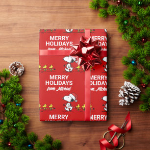 Peanuts Snoopy & Friends Winter Add Your Name Wrapping Paper