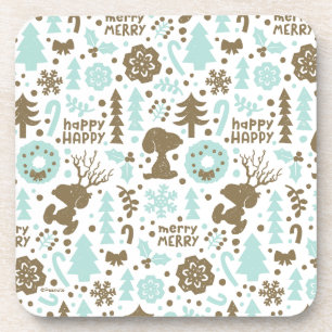 Peanuts   Snoopy Frosty Christmas Pattern Coaster