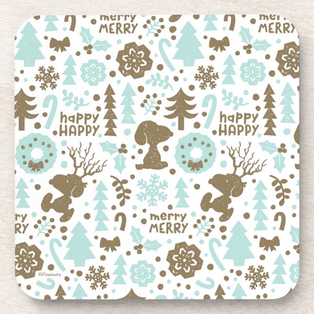 Peanuts | Snoopy Frosty Christmas Pattern Coaster (Front)