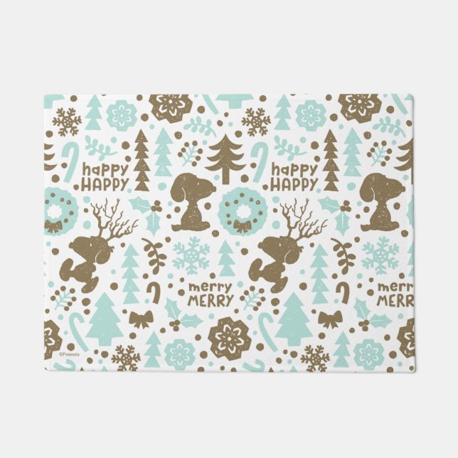 Peanuts | Snoopy Frosty Christmas Pattern Doormat (Front)