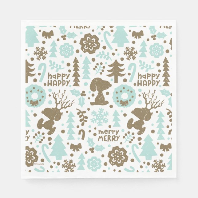 Peanuts | Snoopy Frosty Christmas Pattern Napkin (Front)