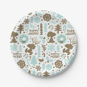 Peanuts   Snoopy Frosty Christmas Pattern Paper Plate