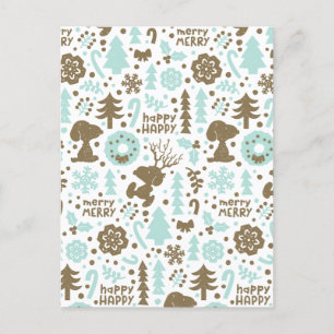 Peanuts Snoopy Frosty Christmas Pattern Postcard