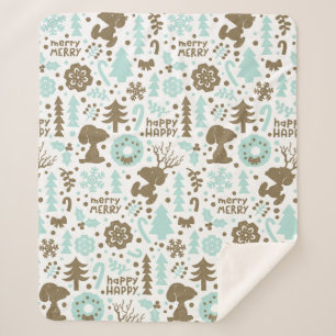 Peanuts   Snoopy Frosty Christmas Pattern Sherpa Blanket