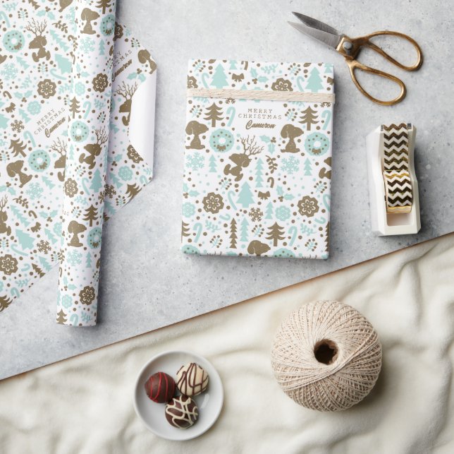 Peanuts | Snoopy Frosty Christmas Pattern Wrapping Paper (Crafts)