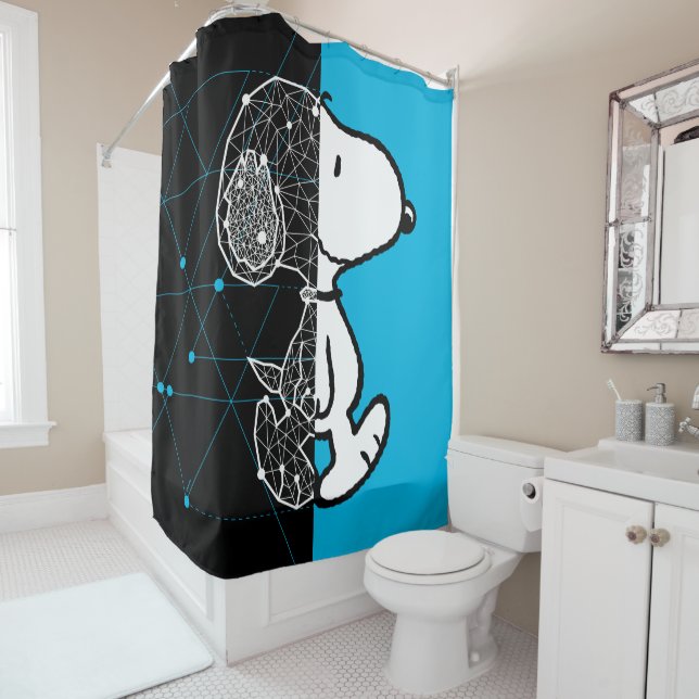Peanuts | Snoopy Geometric Design Shower Curtain (In Situ)