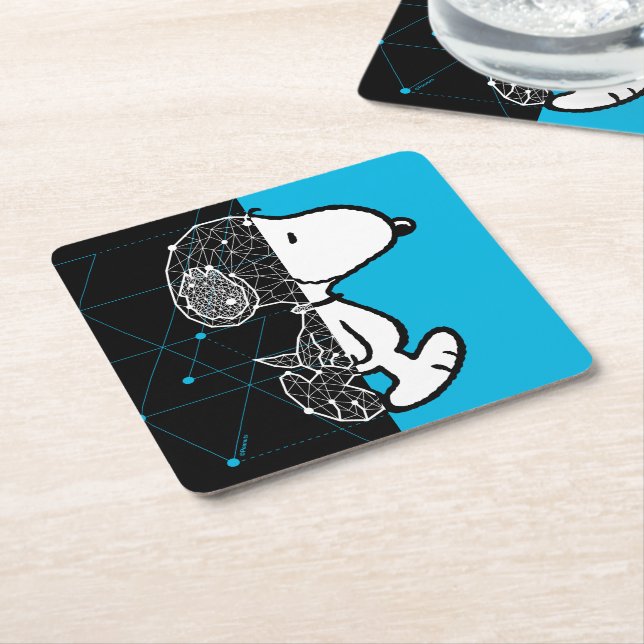 Peanuts | Snoopy Geometric Design Square Paper Coaster (Angled)