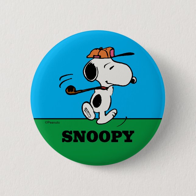 Peanuts | Snoopy Golf Swing 6 Cm Round Badge (Front)