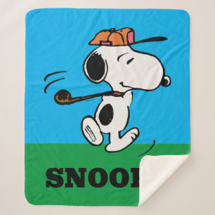 Peanuts   Snoopy Golf Swing Sherpa Blanket