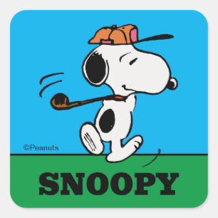 Peanuts   Snoopy Golf Swing Square Sticker