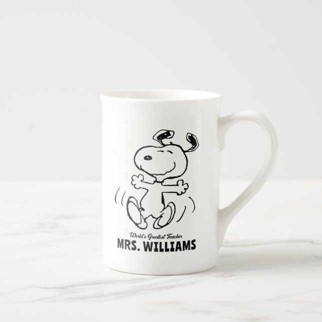 Peanuts | Snoopy Greatest Teacher Personalised Bone China Mug (Right)