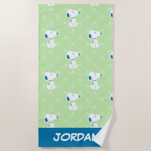 Peanuts   Snoopy Green Deco   Add Your Name Beach Towel