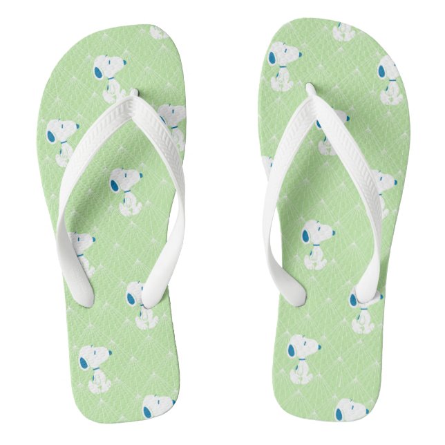Peanuts | Snoopy Green Deco Dreams Pattern Flip Flops (Footbed)