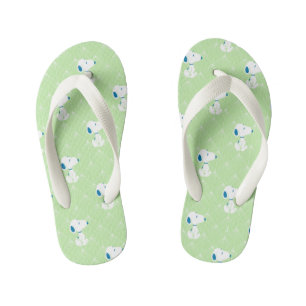 Peanuts   Snoopy Green Deco Dreams Pattern Kid's Flip Flops