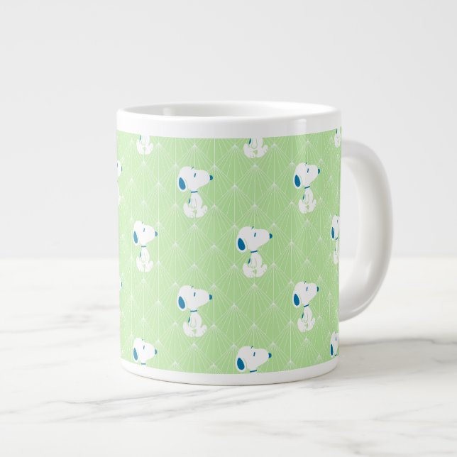 Peanuts | Snoopy Green Deco Dreams Pattern Large Coffee Mug (Front Right)