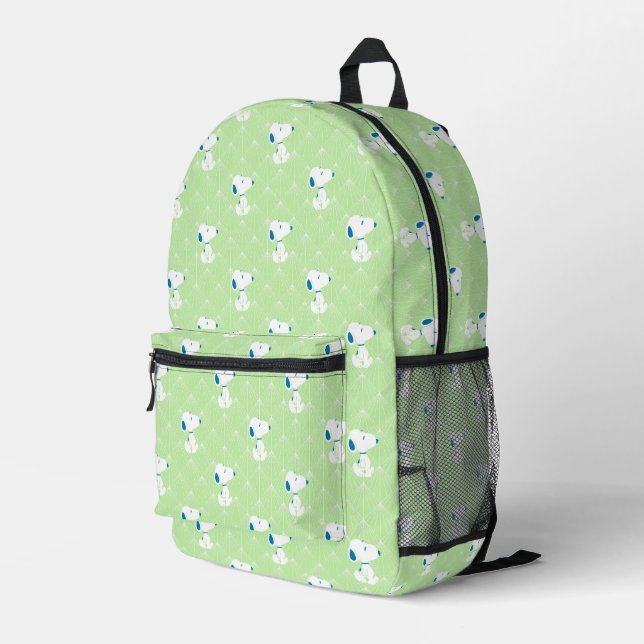 Peanuts | Snoopy Green Deco Dreams Pattern Printed Backpack (Back Corner Right)