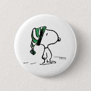 Peanuts   Snoopy Green Snow Cap 6 Cm Round Badge
