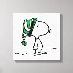 Peanuts   Snoopy Green Snow Cap Canvas Print