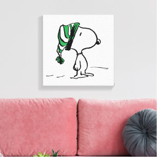 Peanuts Snoopy Green Snow Cap Canvas Print